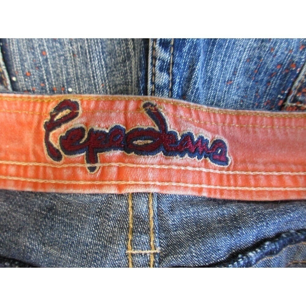 Pepe Jeans‎ London Mens Y2K Graphic Paint Splatter Jeans size 34 Streetwear